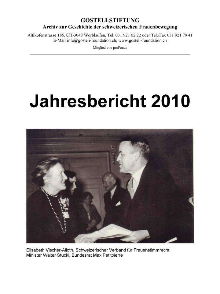 Gosteli Stiftung Jahresbericht 2010